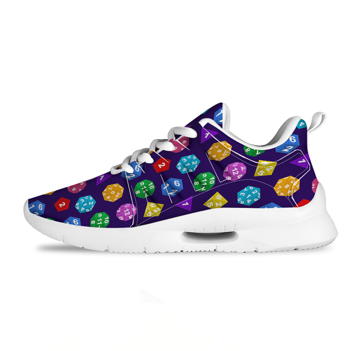 Polyhedron Dice Colorful Print Pattern Tennis Shoes-grizzshop
