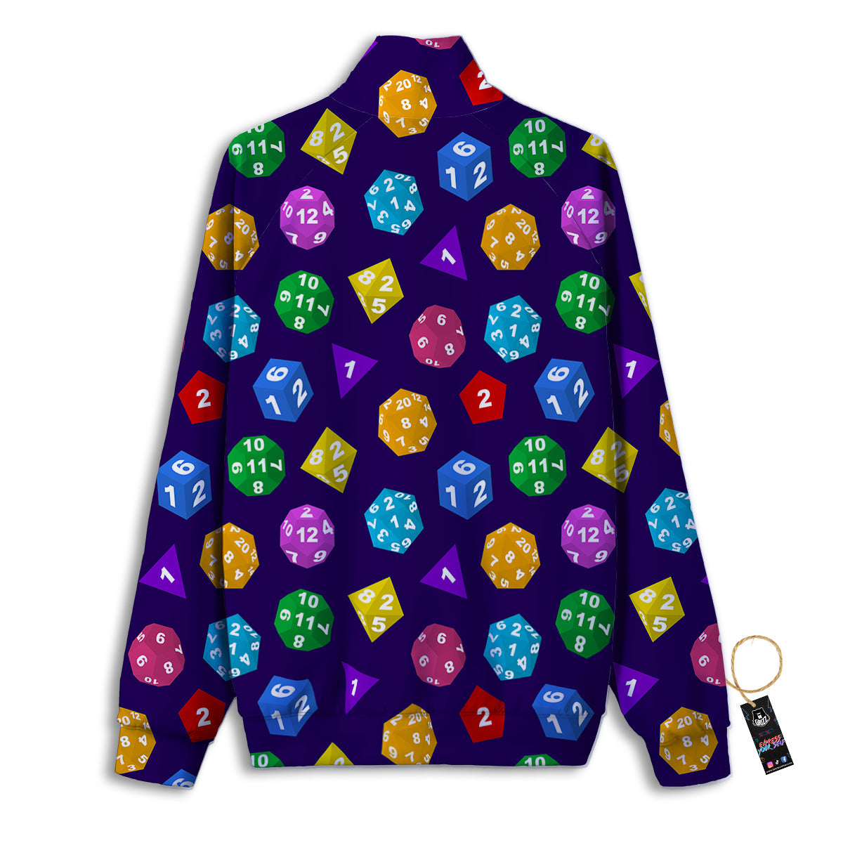 Polyhedron Dice Colorful Print Pattern Track Jacket-grizzshop