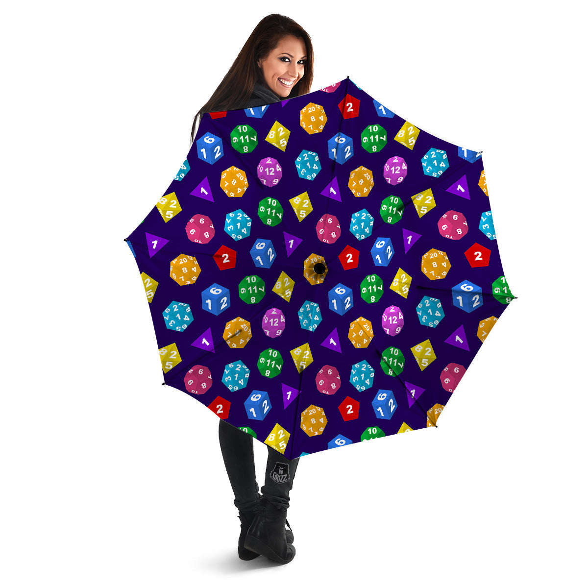Polyhedron Dice Colorful Print Pattern Umbrella-grizzshop