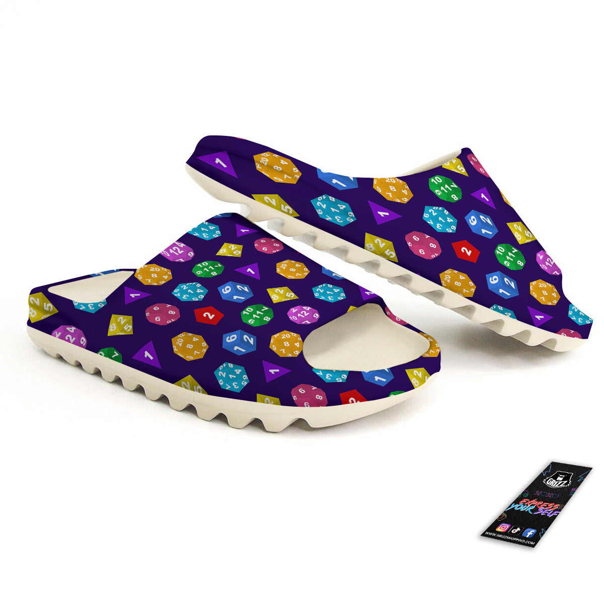 Polyhedron Dice Colorful Print Pattern Sandals-grizzshop