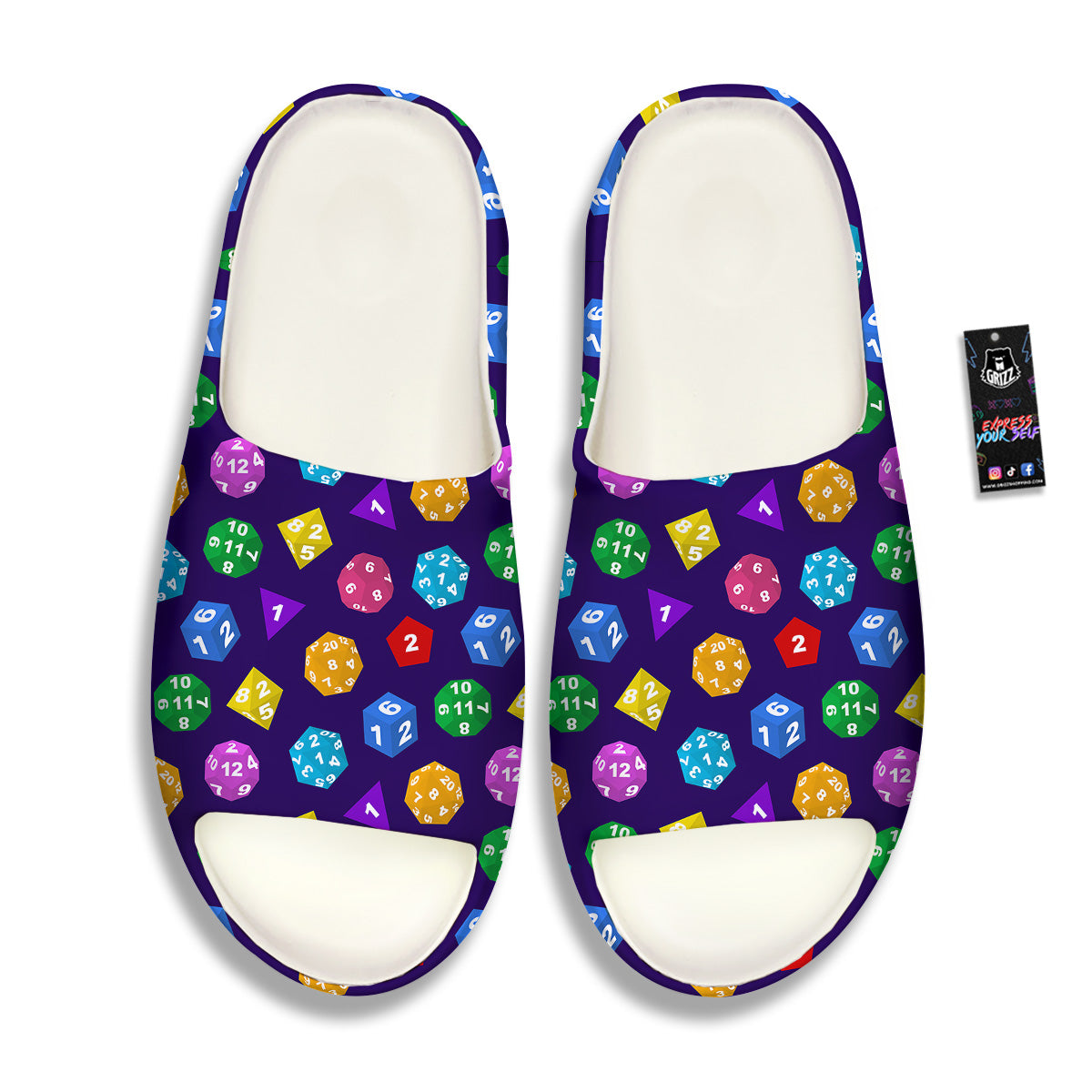 Polyhedron Dice Colorful Print Pattern Sandals-grizzshop