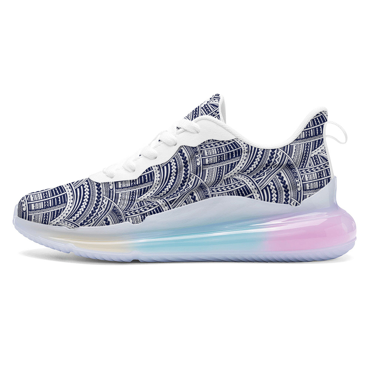 Polynesian Tattoo Blue Maori Print Running Sneakers-grizzshop