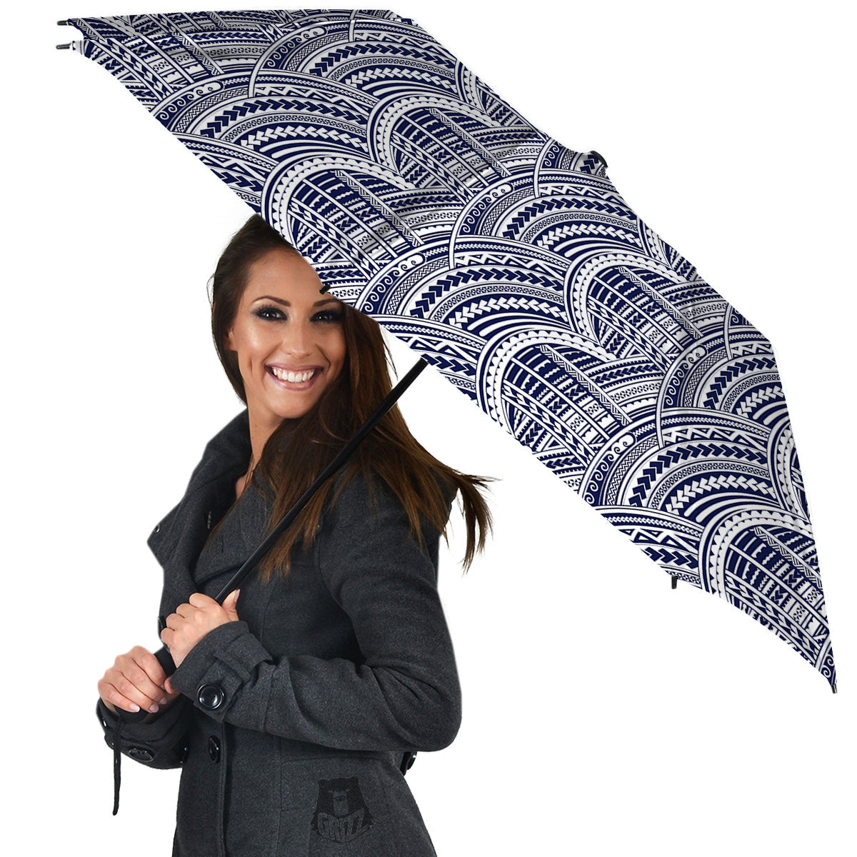 Polynesian Tattoo Blue Maori Print Umbrella-grizzshop
