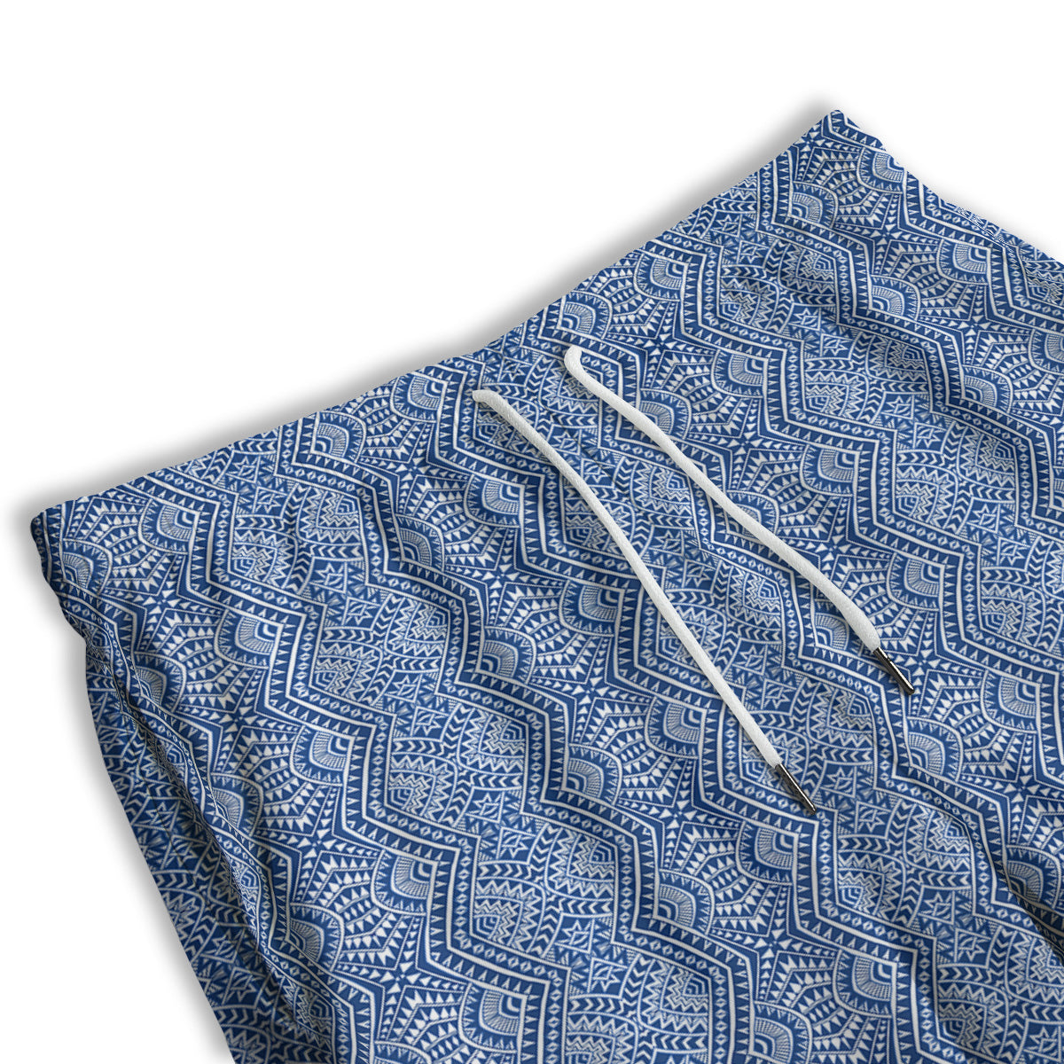 Polynesian Tribal Blue Maori Print Men's Athletic Shorts