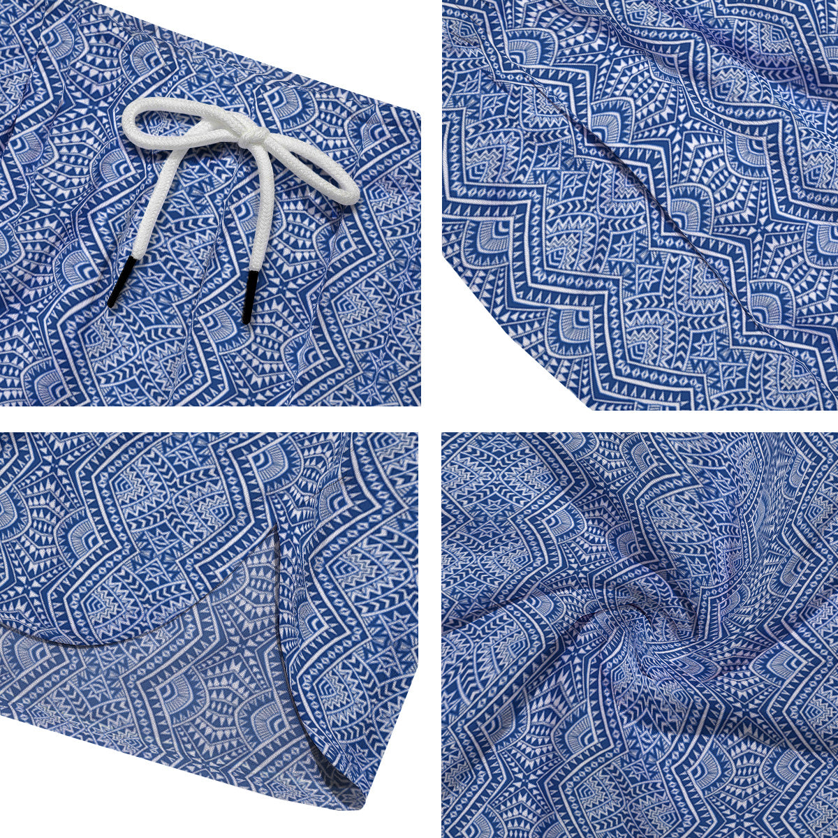 Polynesian Tribal Blue Maori Print Men's Running Shorts-grizzshop