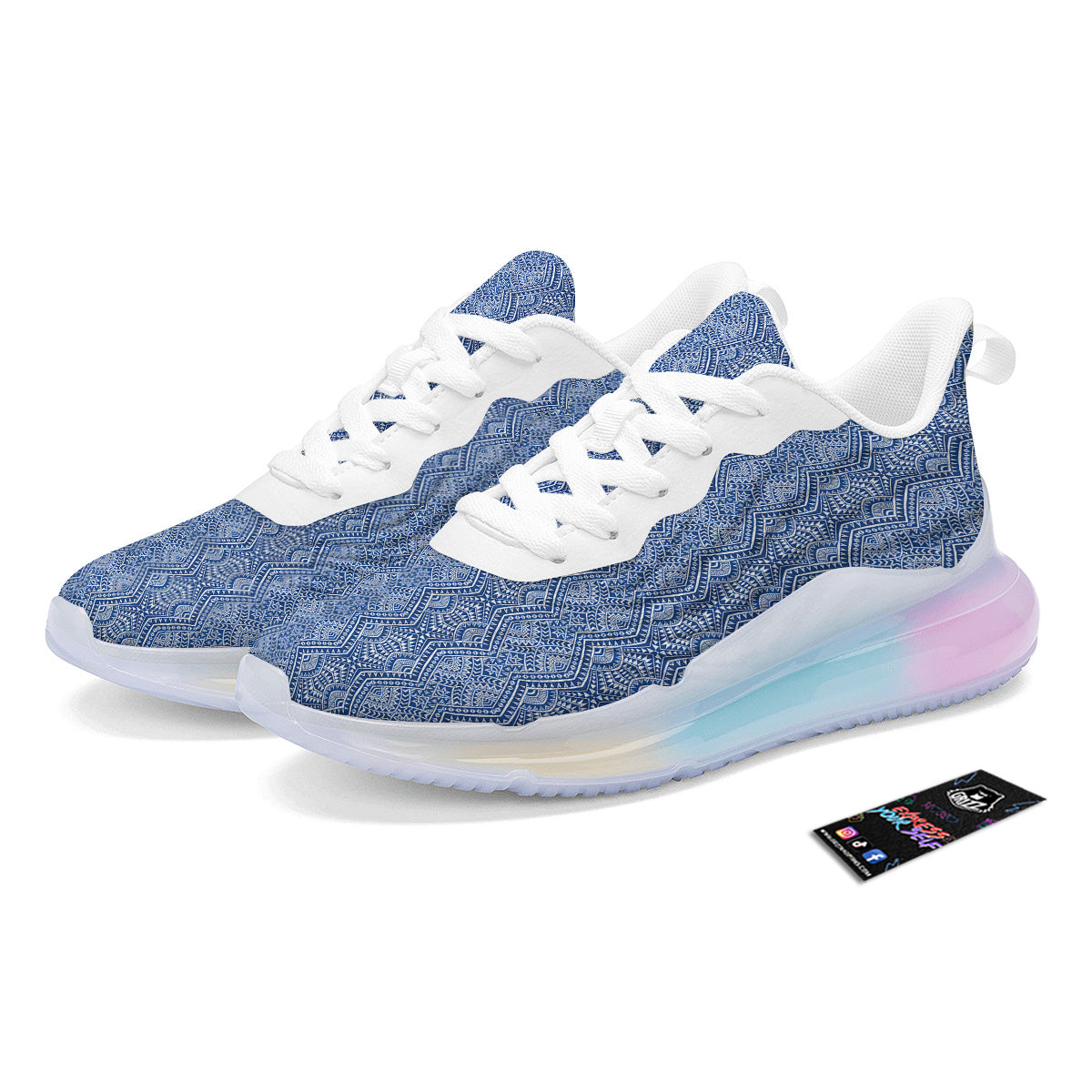 Polynesian Tribal Blue Maori Print Running Sneakers-grizzshop