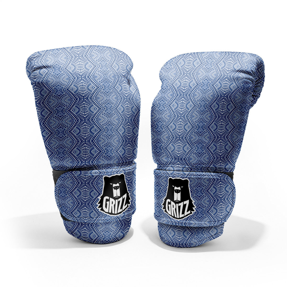 Polynesian Tribal Blue Maori Print Pro Boxing Glove