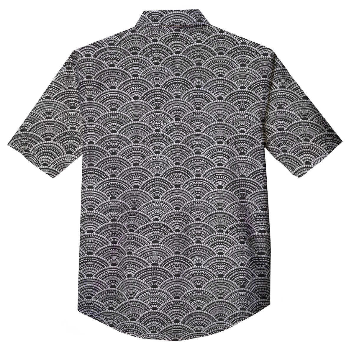 Polynesian White And Black Print Pattern Button Up Shirt-grizzshop