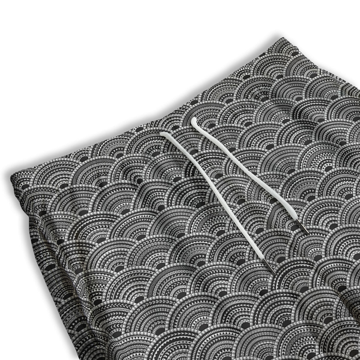 Polynesian White And Black Print Pattern Men's Athletic Shorts