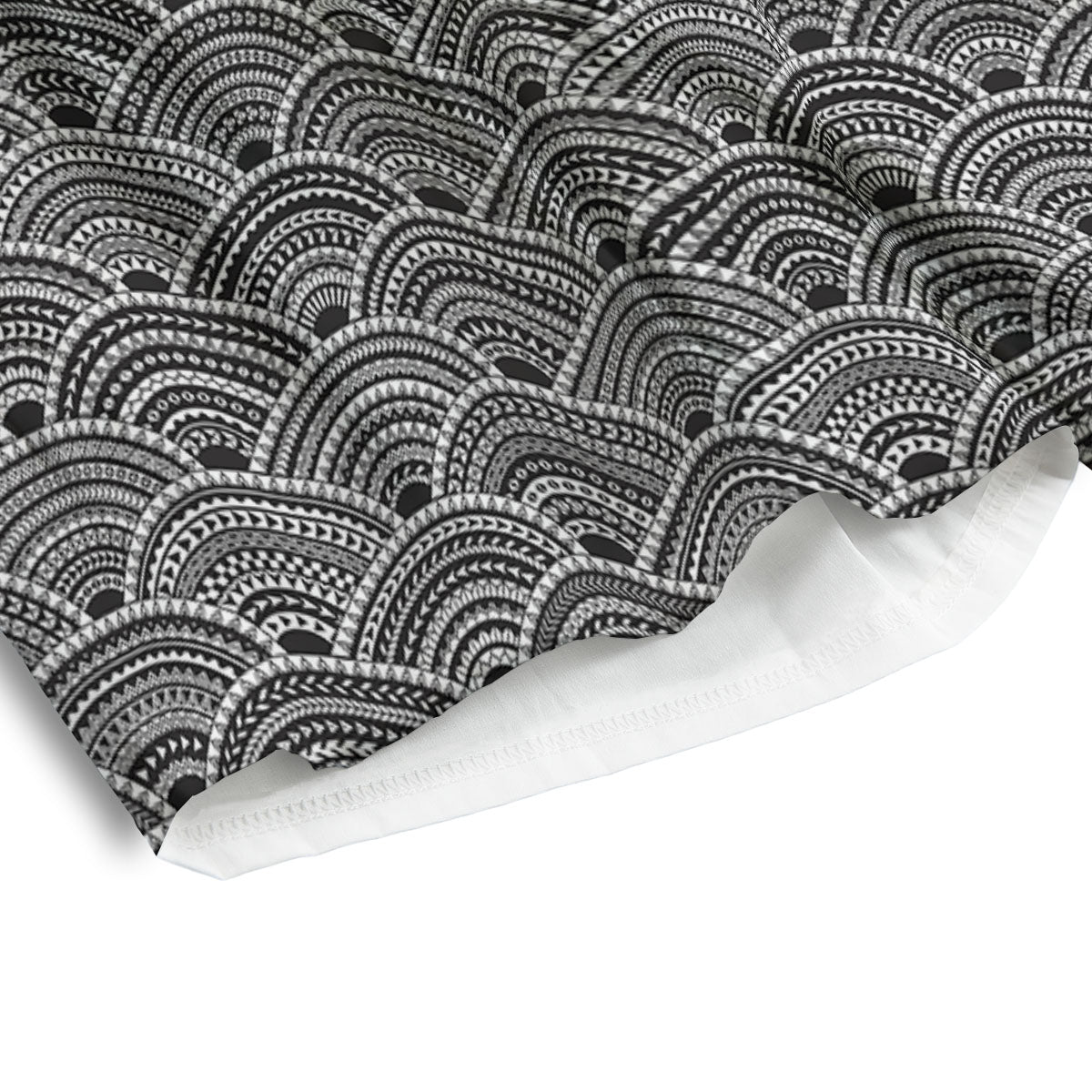 Polynesian White And Black Print Pattern Men's Athletic Shorts