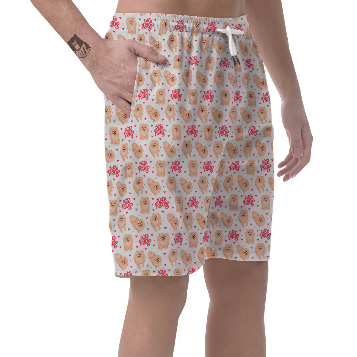 Pomeranian Cartoon Print Pattern Men's Shorts-grizzshop