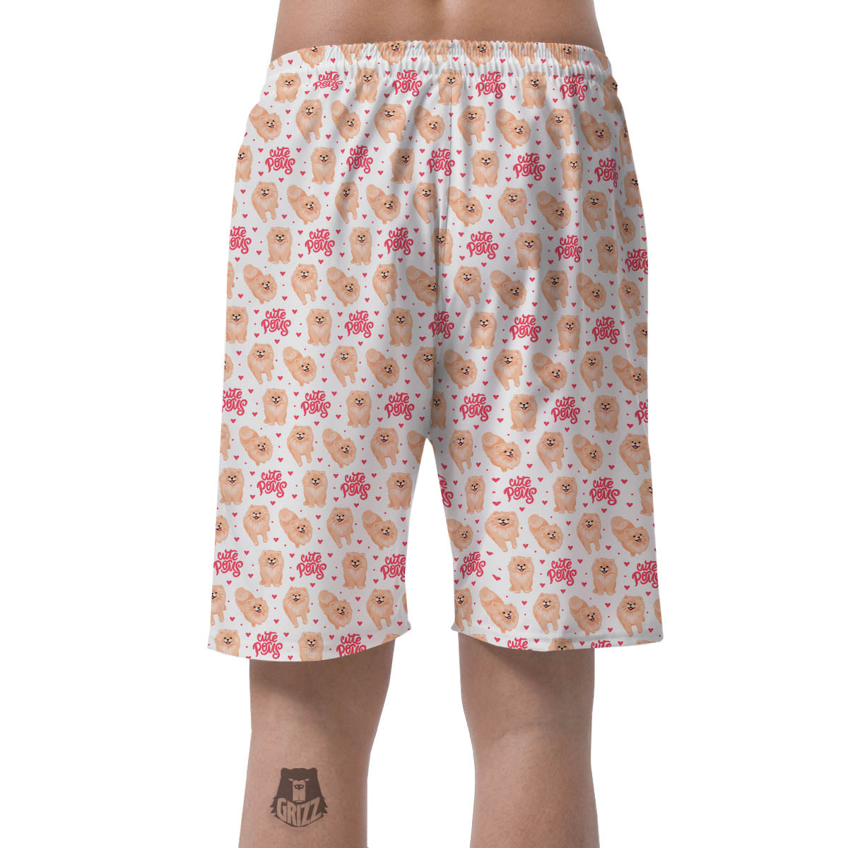 Pomeranian Cartoon Print Pattern Men's Shorts-grizzshop