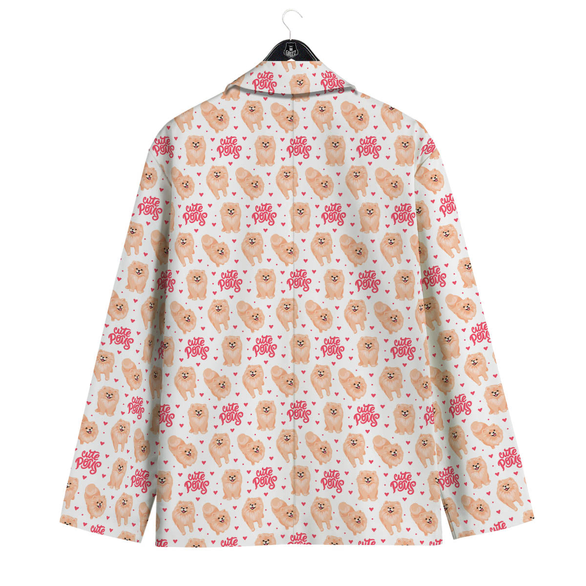 Pomeranian Cartoon Print Pattern Men's Sport Coat-grizzshop