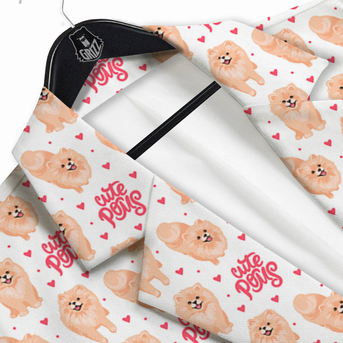 Pomeranian Cartoon Print Pattern Men's Sport Coat-grizzshop