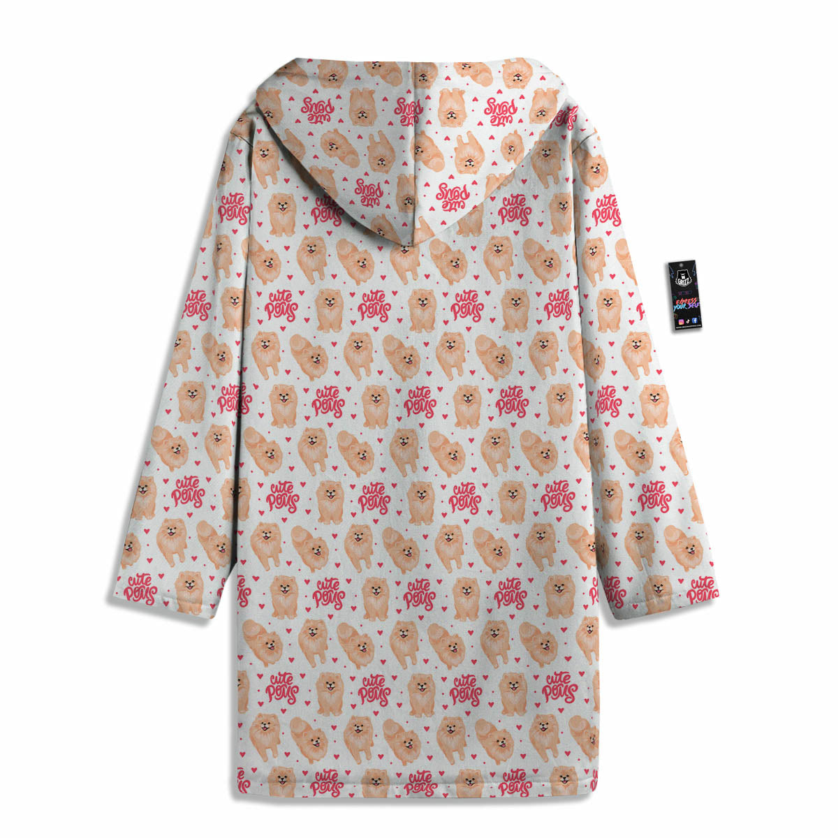 Pomeranian Cartoon Print Pattern Men's Windbreaker Jacket-grizzshop