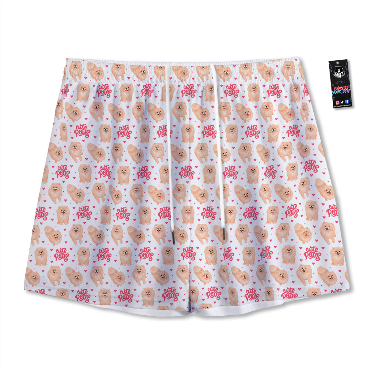 Pentagram Symbol Flaming Print Mesh Shorts
