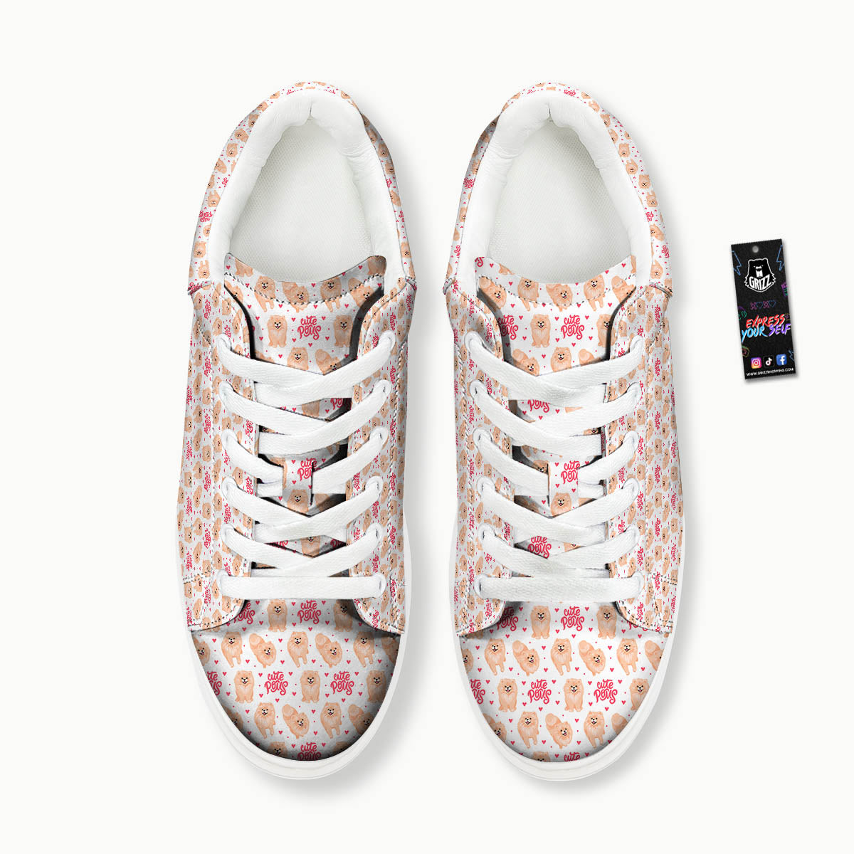 Pomeranian Cartoon Print Pattern Platform Shoes-grizzshop