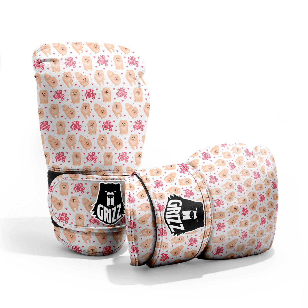 Pomeranian Cartoon Print Pattern Pro Boxing Glove
