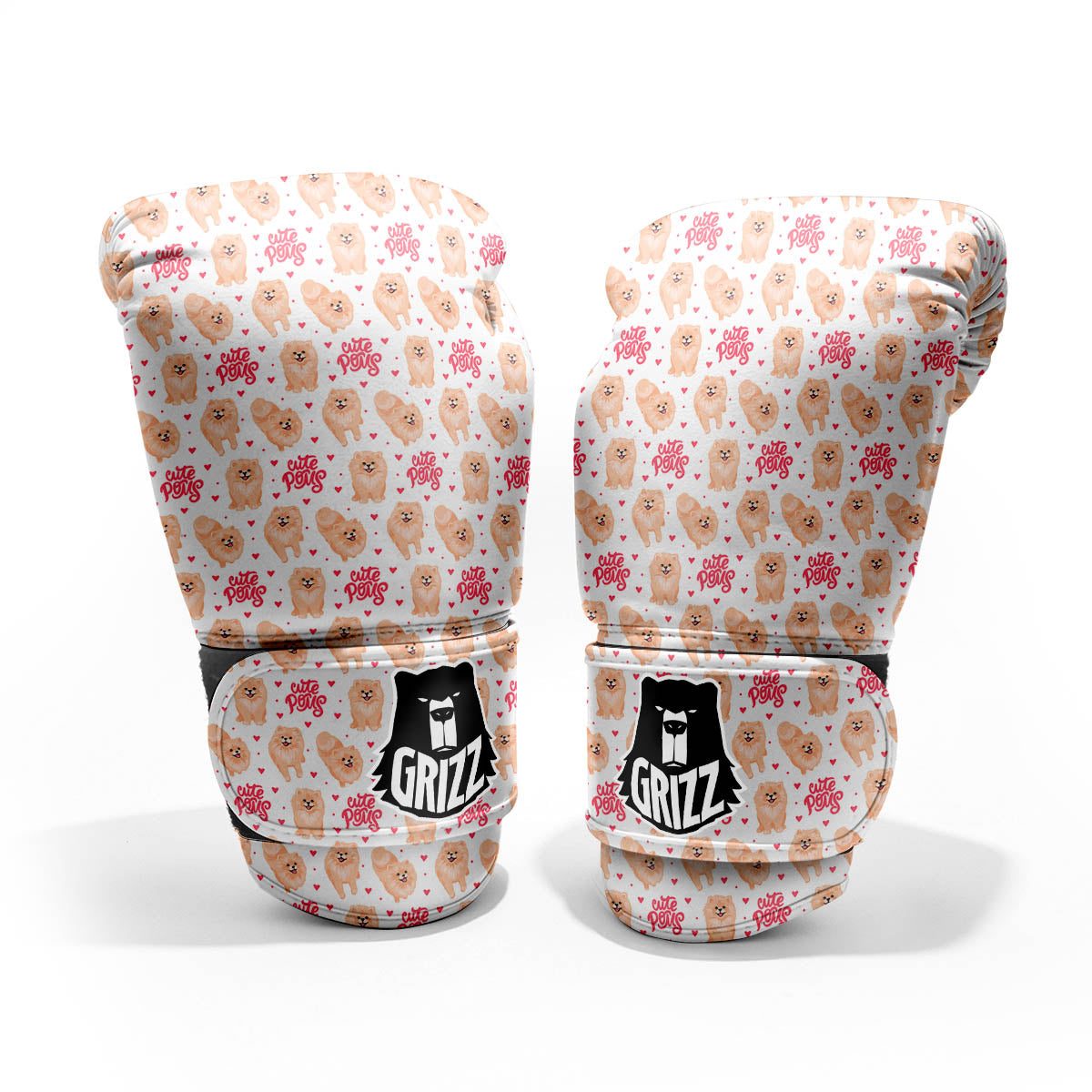 Pomeranian Cartoon Print Pattern Pro Boxing Glove
