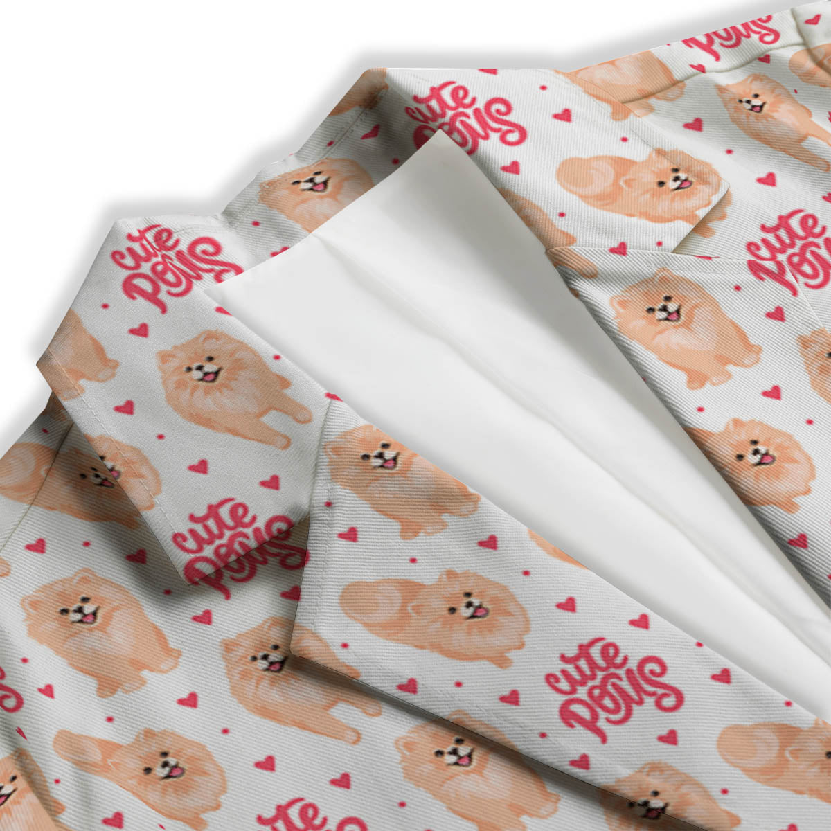 Pomeranian Cartoon Print Pattern Women's Blazer-grizzshop