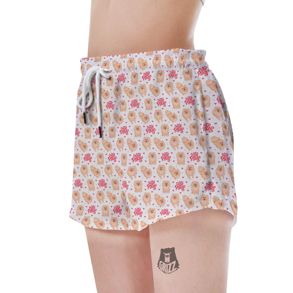 Pomeranian Cartoon Print Pattern Women's Shorts-grizzshop