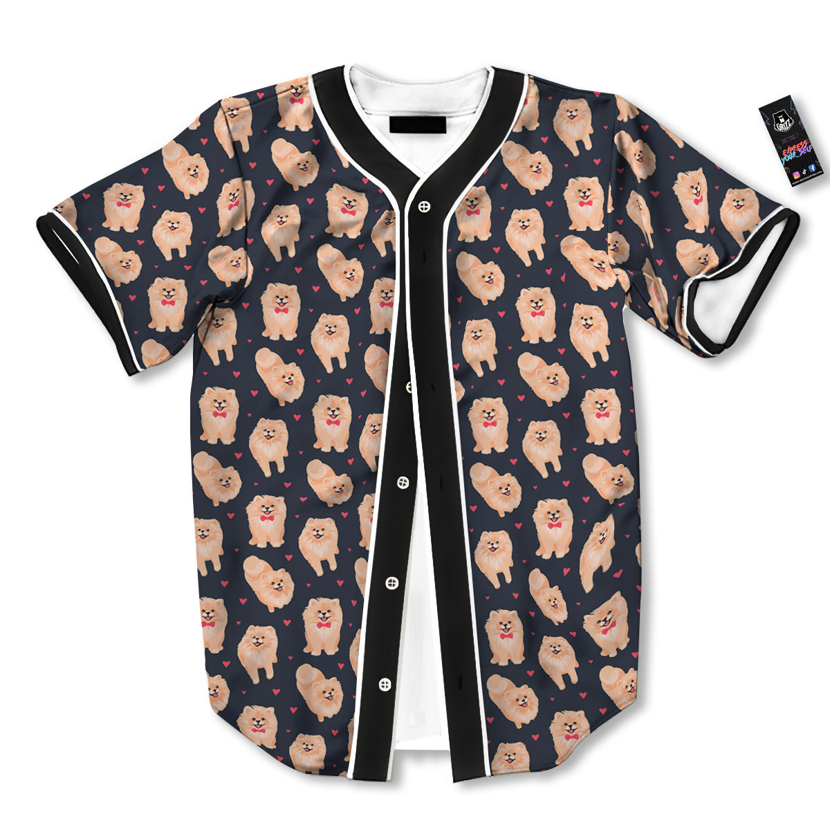 Pomeranian Cute Print Pattern Baseball Jersey-grizzshop