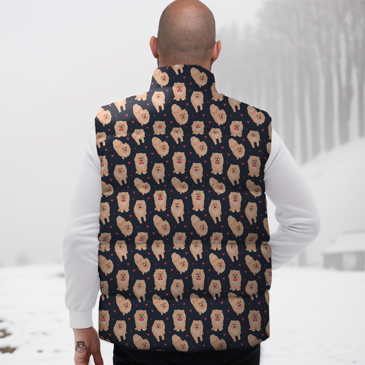 Pomeranian Cute Print Pattern Down Vest-grizzshop