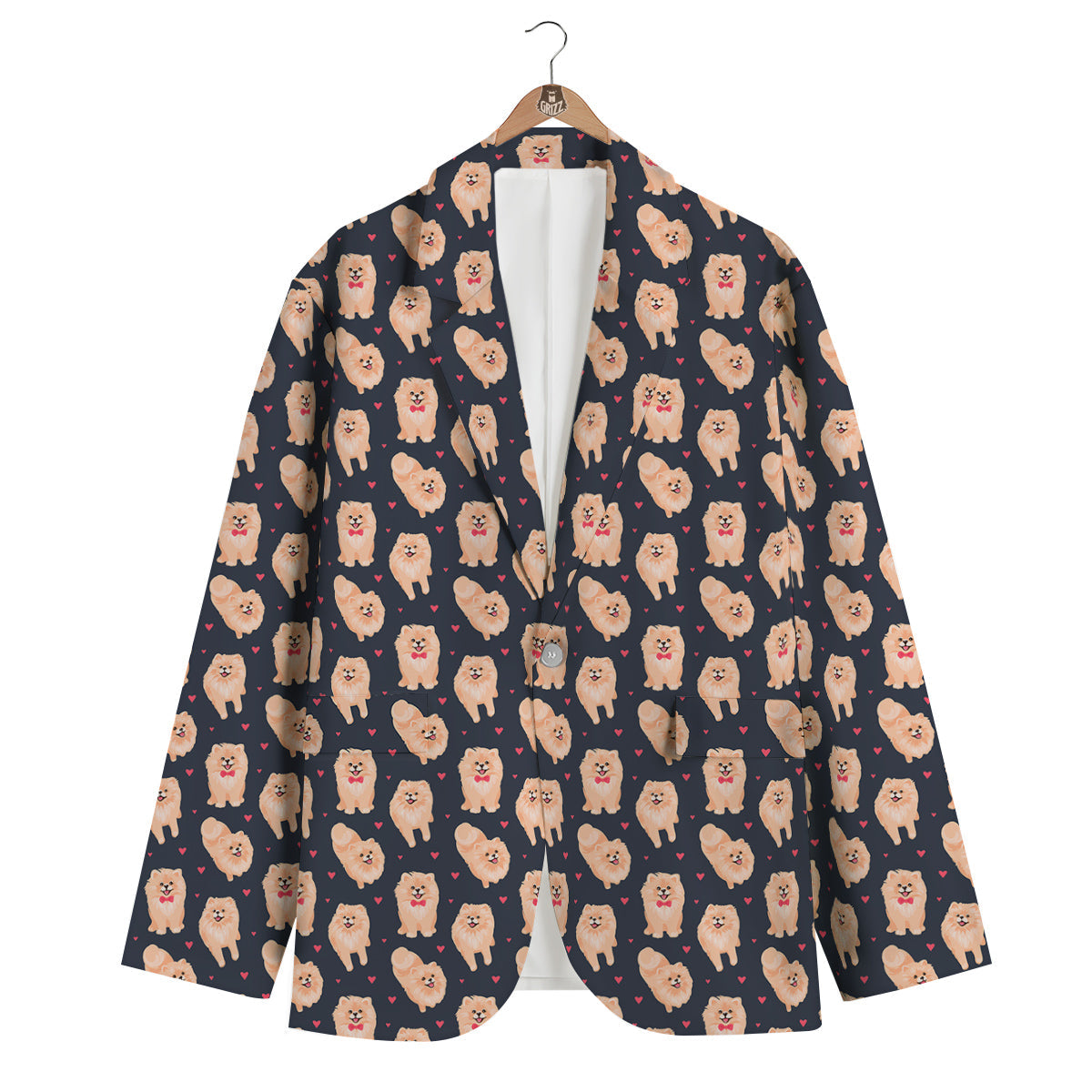 Pomeranian Cute Print Pattern Men's Blazer-grizzshop