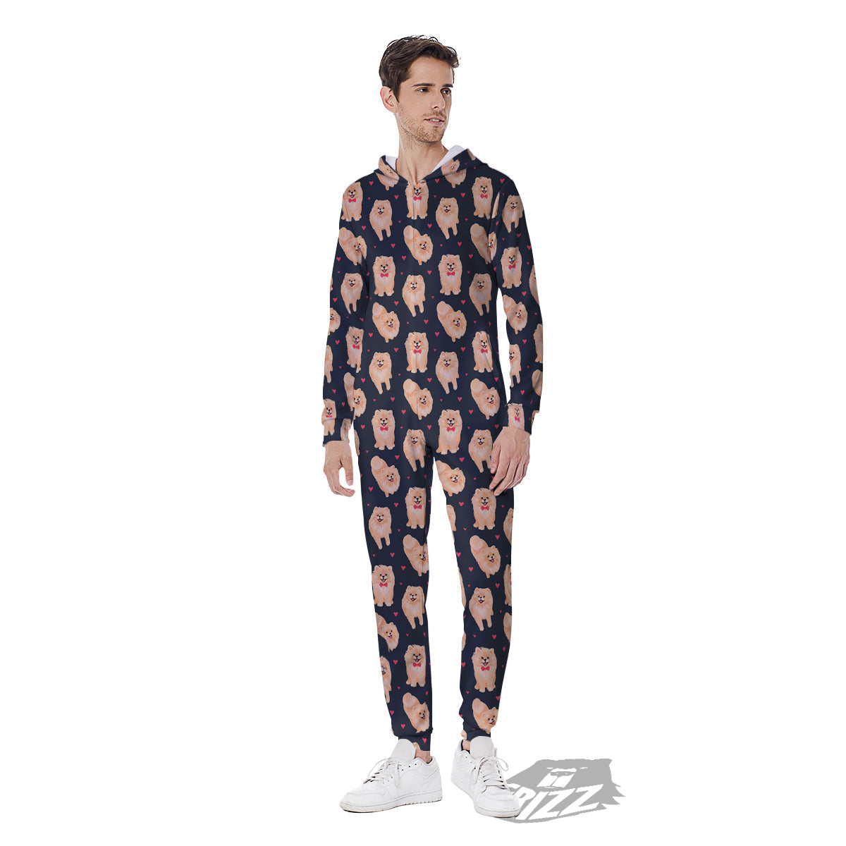 Pomeranian Cute Print Pattern Men's Jumpsuit-grizzshop