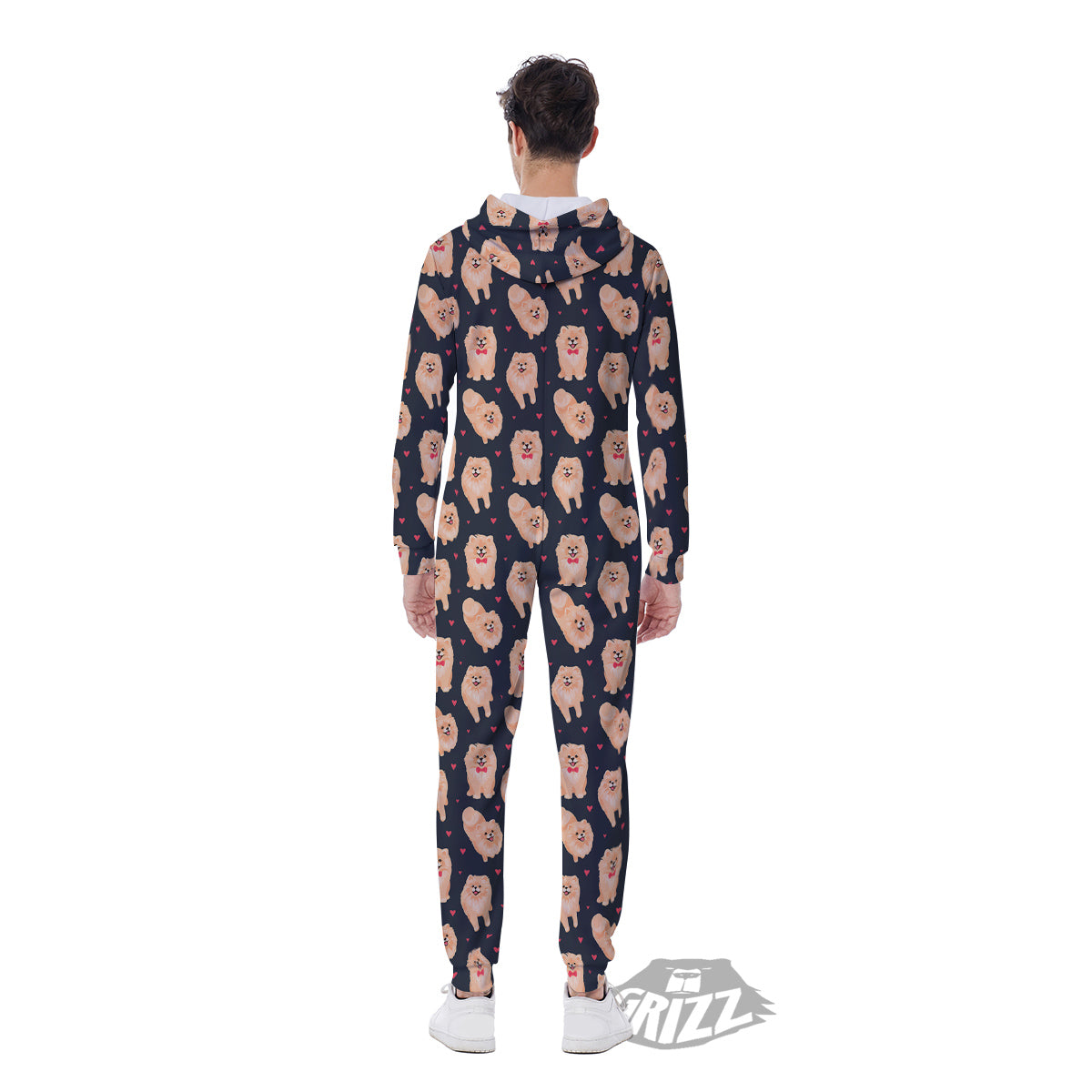 Pomeranian Cute Print Pattern Men's Jumpsuit-grizzshop