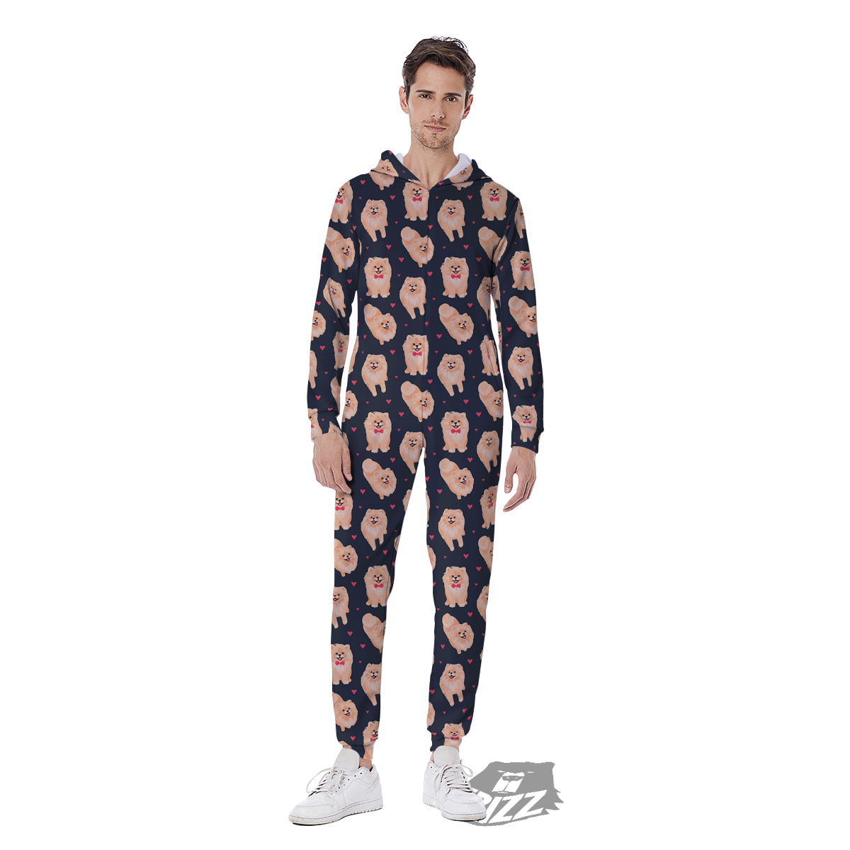 Pomeranian Cute Print Pattern Men's Jumpsuit-grizzshop