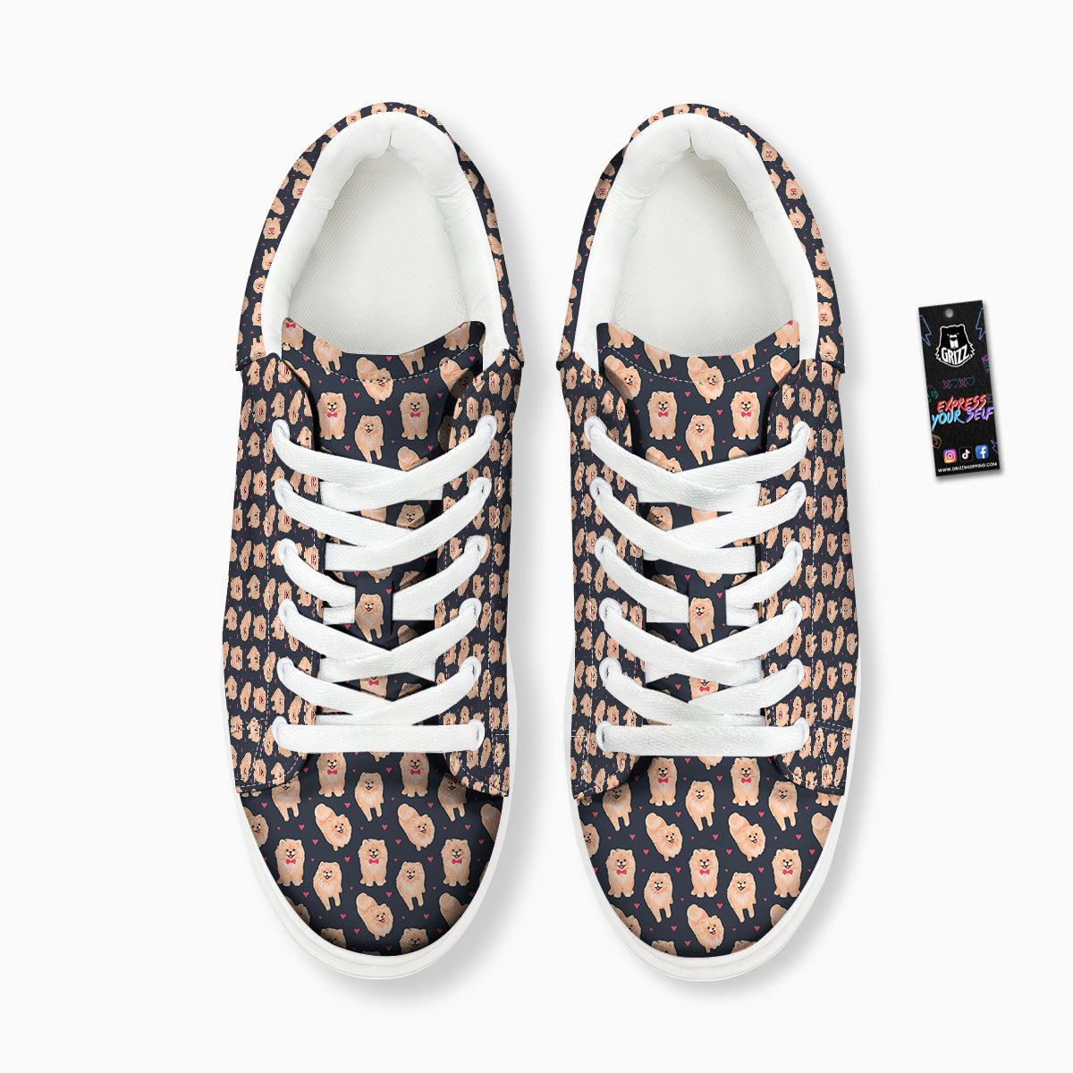 Pomeranian Cute Print Pattern Platform Shoes-grizzshop