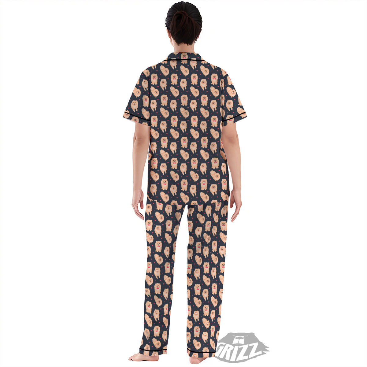 Pomeranian Cute Print Pattern Women's Pajamas Set-grizzshop