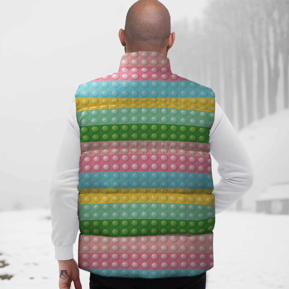 Pomeranian Dog Pattern Print Down Vest-grizzshop