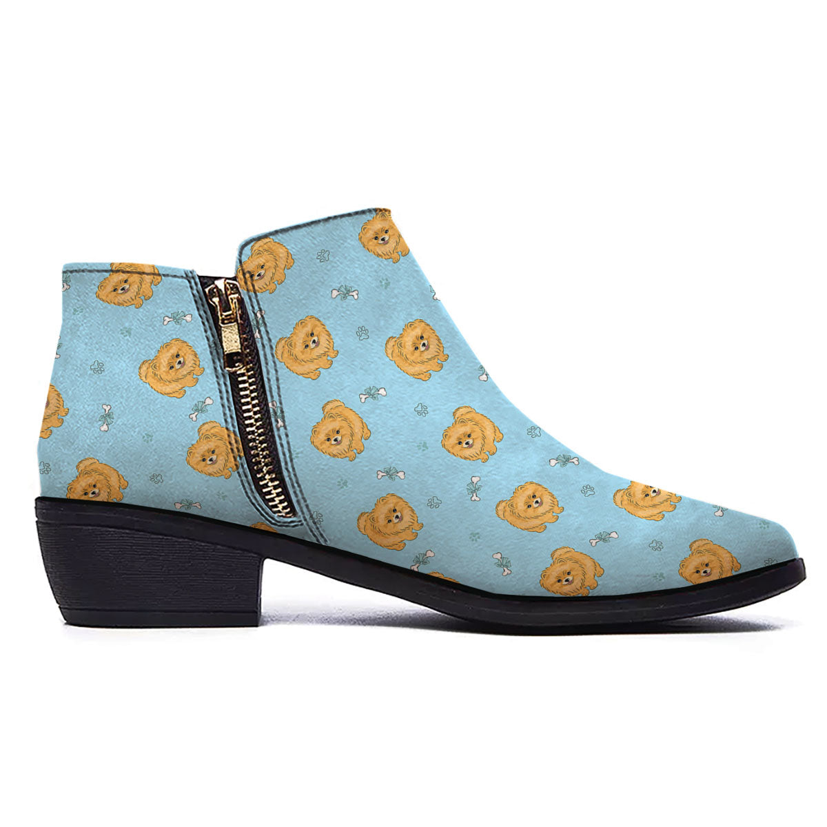 Pomeranian Little Print Pattern Ankle Boots-grizzshop