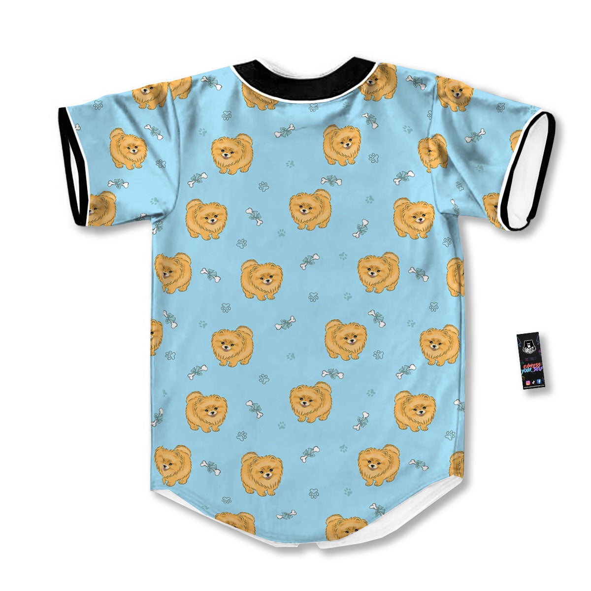 Pomeranian Little Print Pattern Baseball Jersey-grizzshop