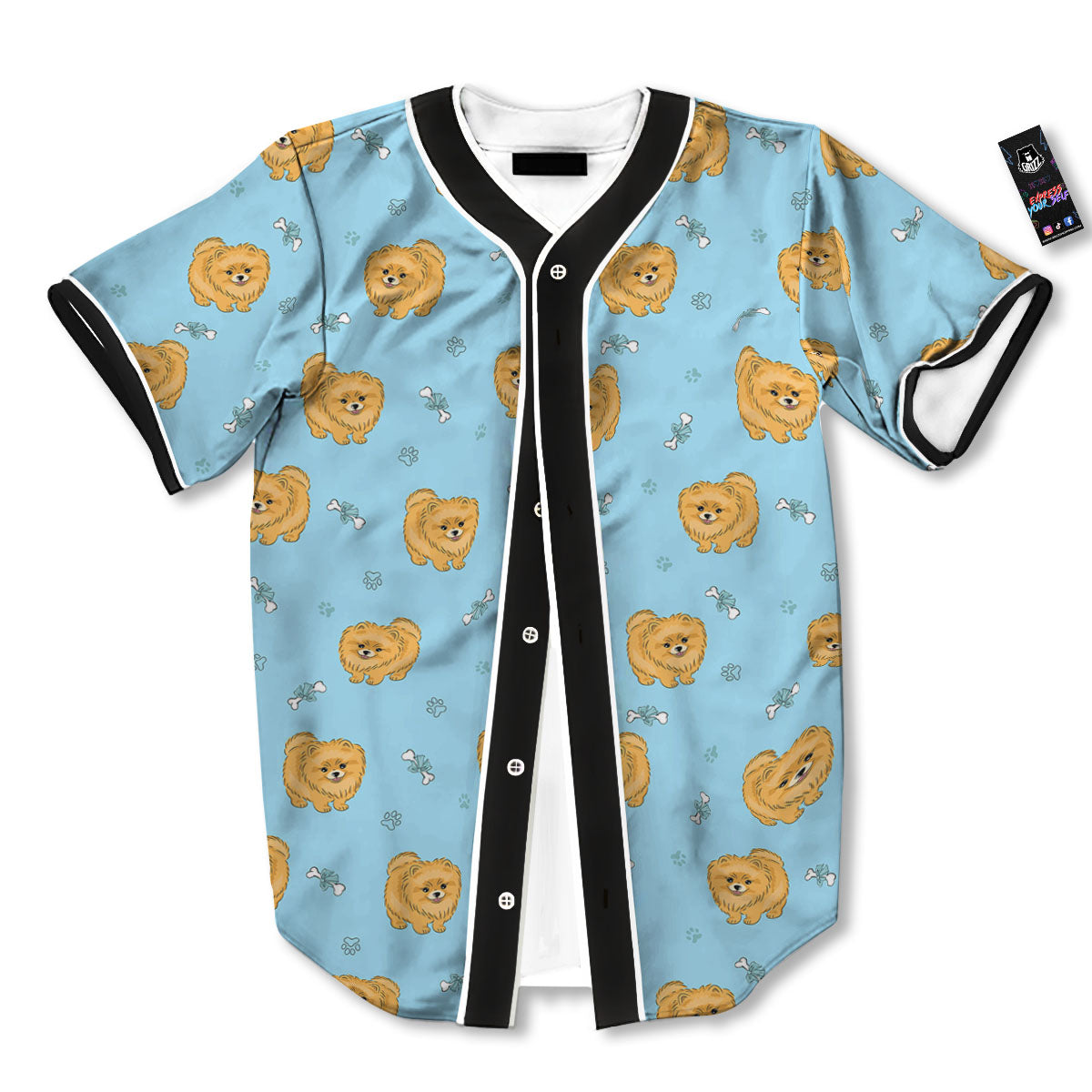 Pomeranian Little Print Pattern Baseball Jersey-grizzshop
