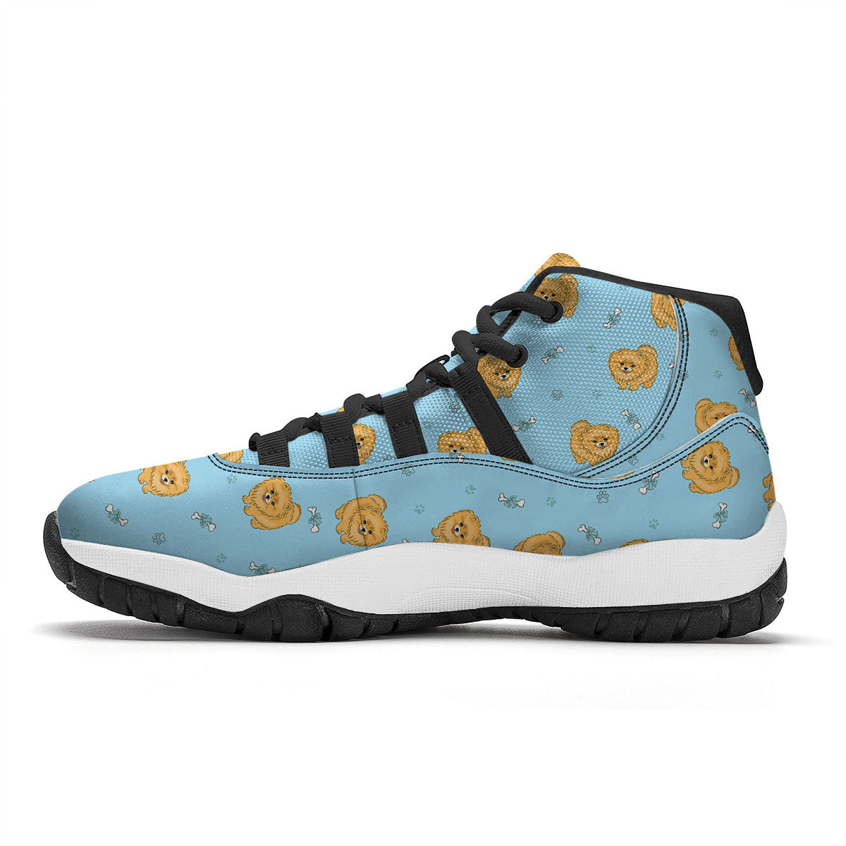 Pomeranian Little Print Pattern Black Bball Shoes-grizzshop
