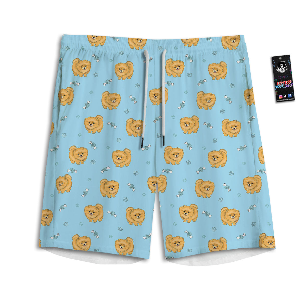 Pomeranian Little Print Pattern Men's Athletic Shorts