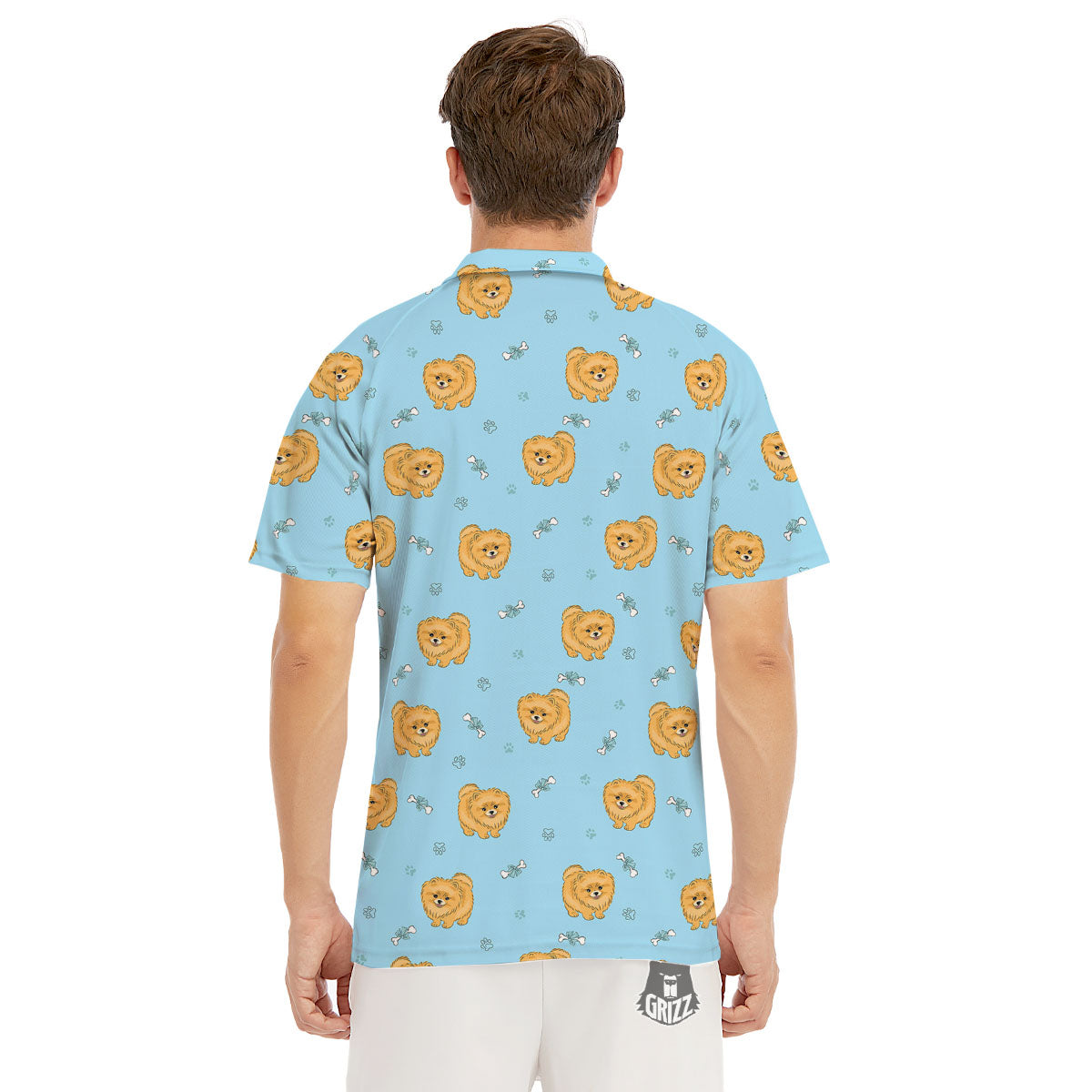 Pomeranian Little Print Pattern Men's Golf Shirts-grizzshop
