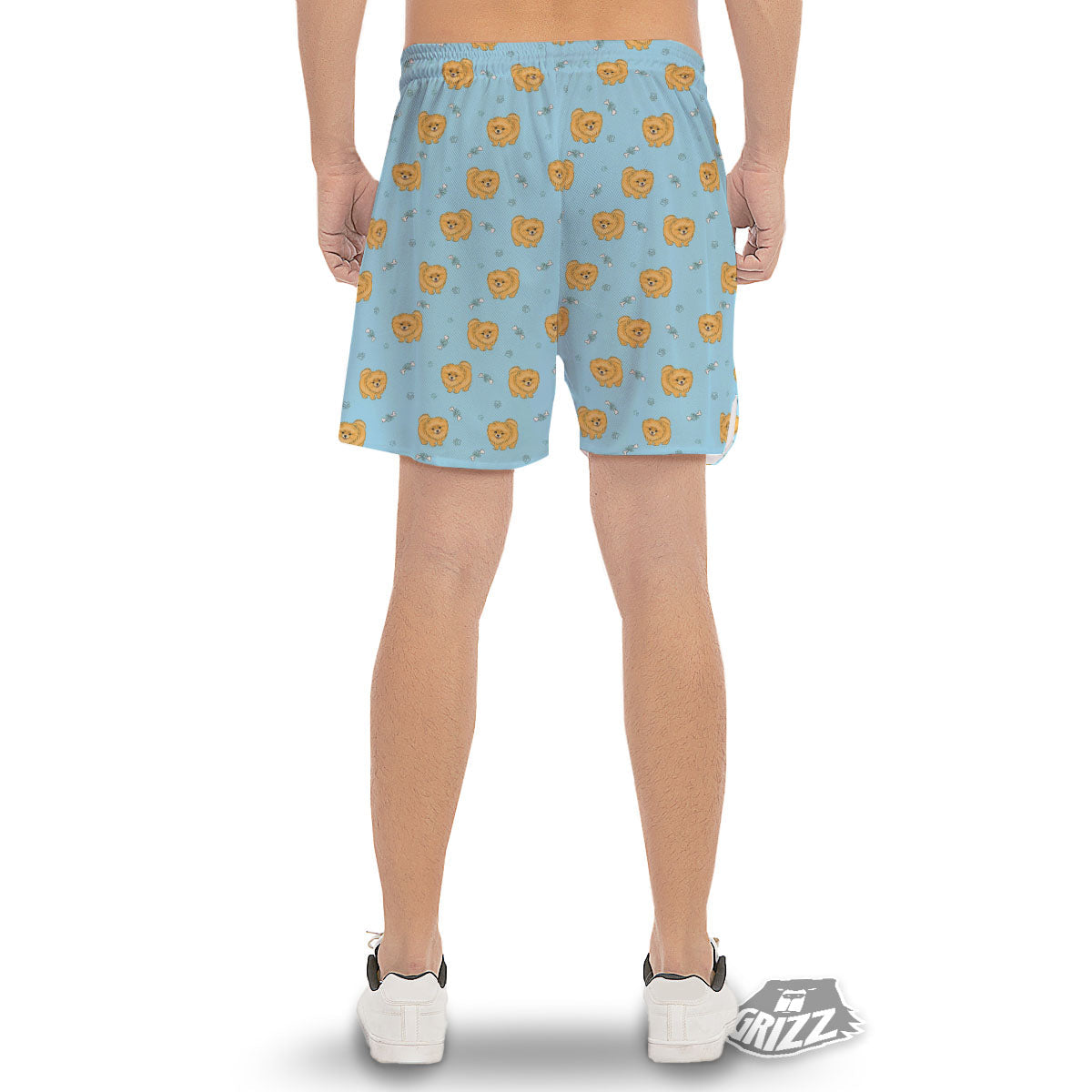 Pomeranian Little Print Pattern Men's Gym Shorts-grizzshop