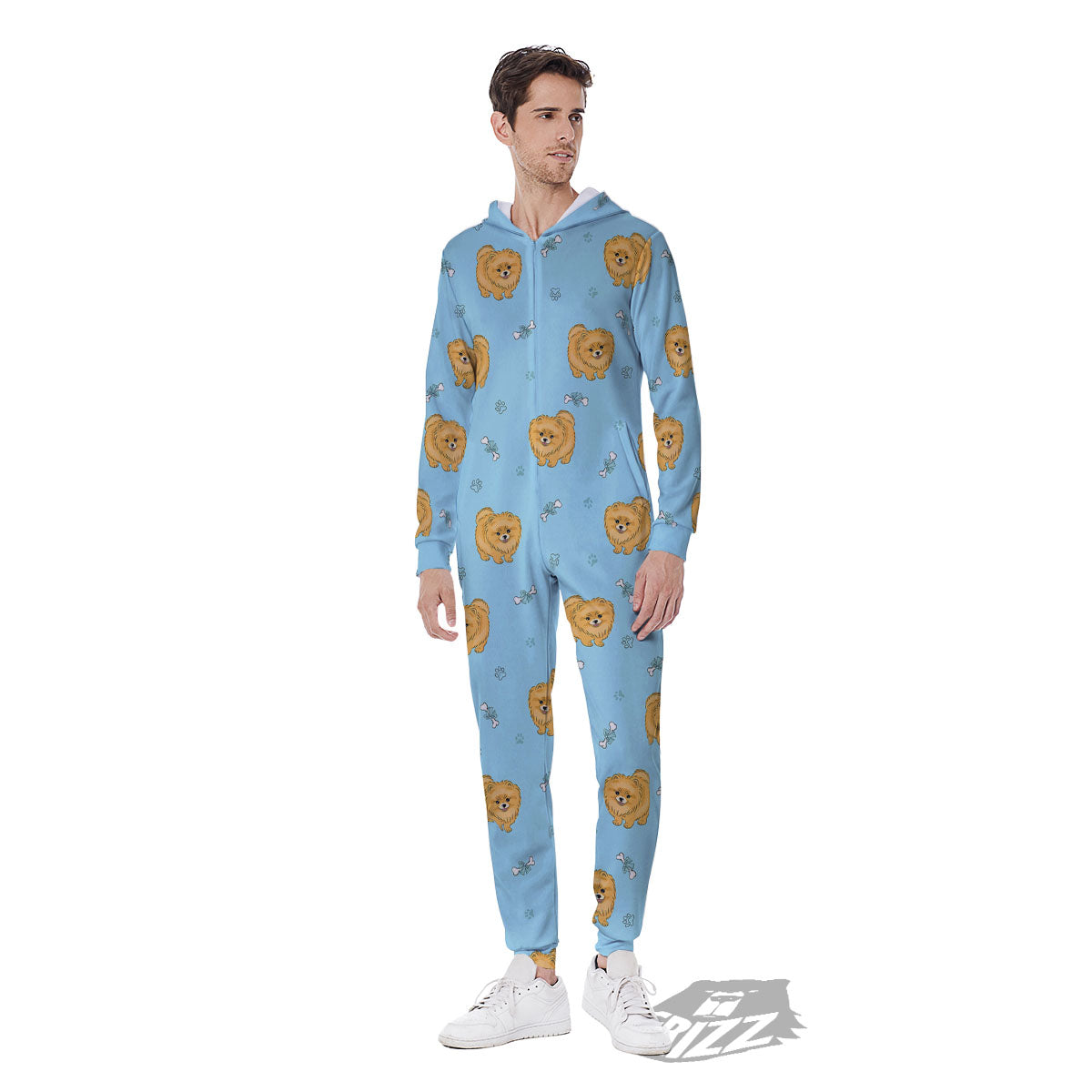 Pomeranian Little Print Pattern Men's Jumpsuit-grizzshop