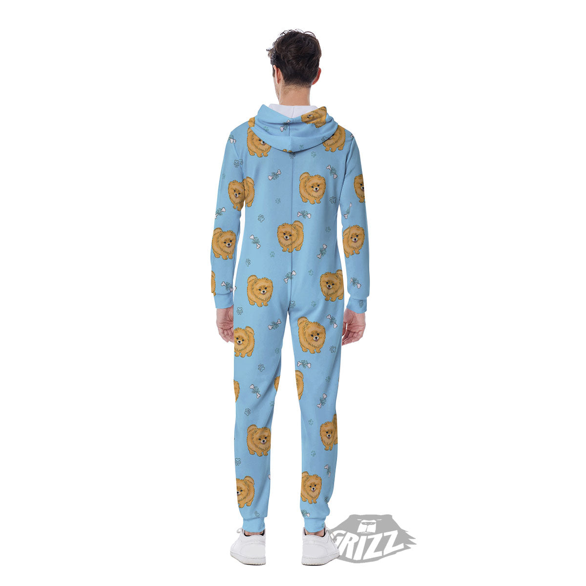Pomeranian Little Print Pattern Men's Jumpsuit-grizzshop