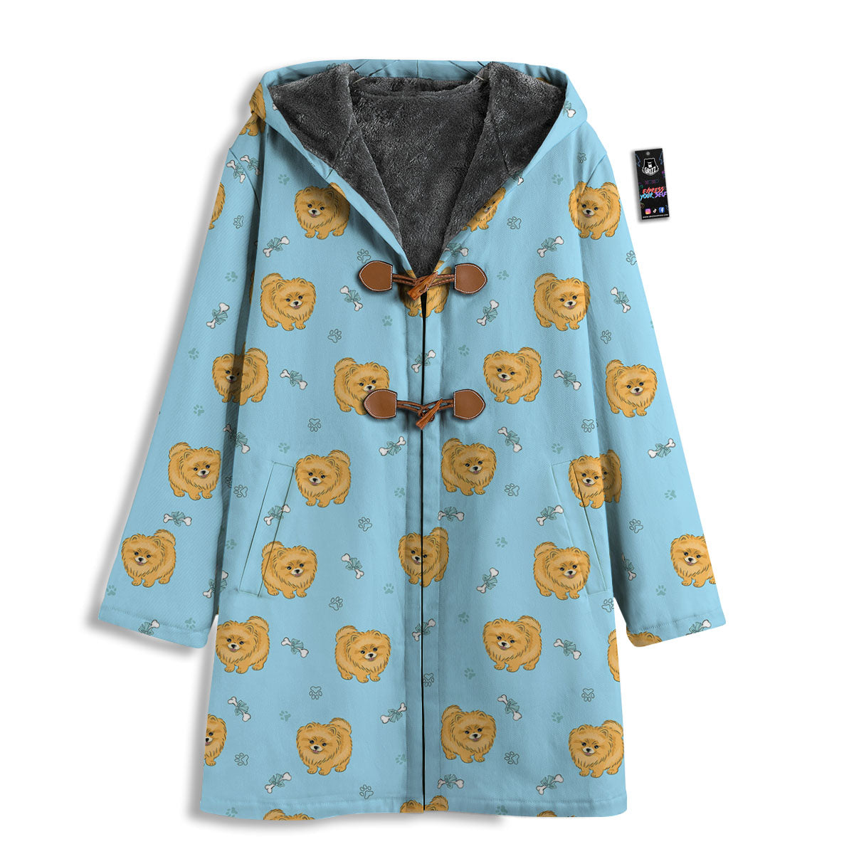 Pomeranian Little Print Pattern Men's Windbreaker Jacket-grizzshop