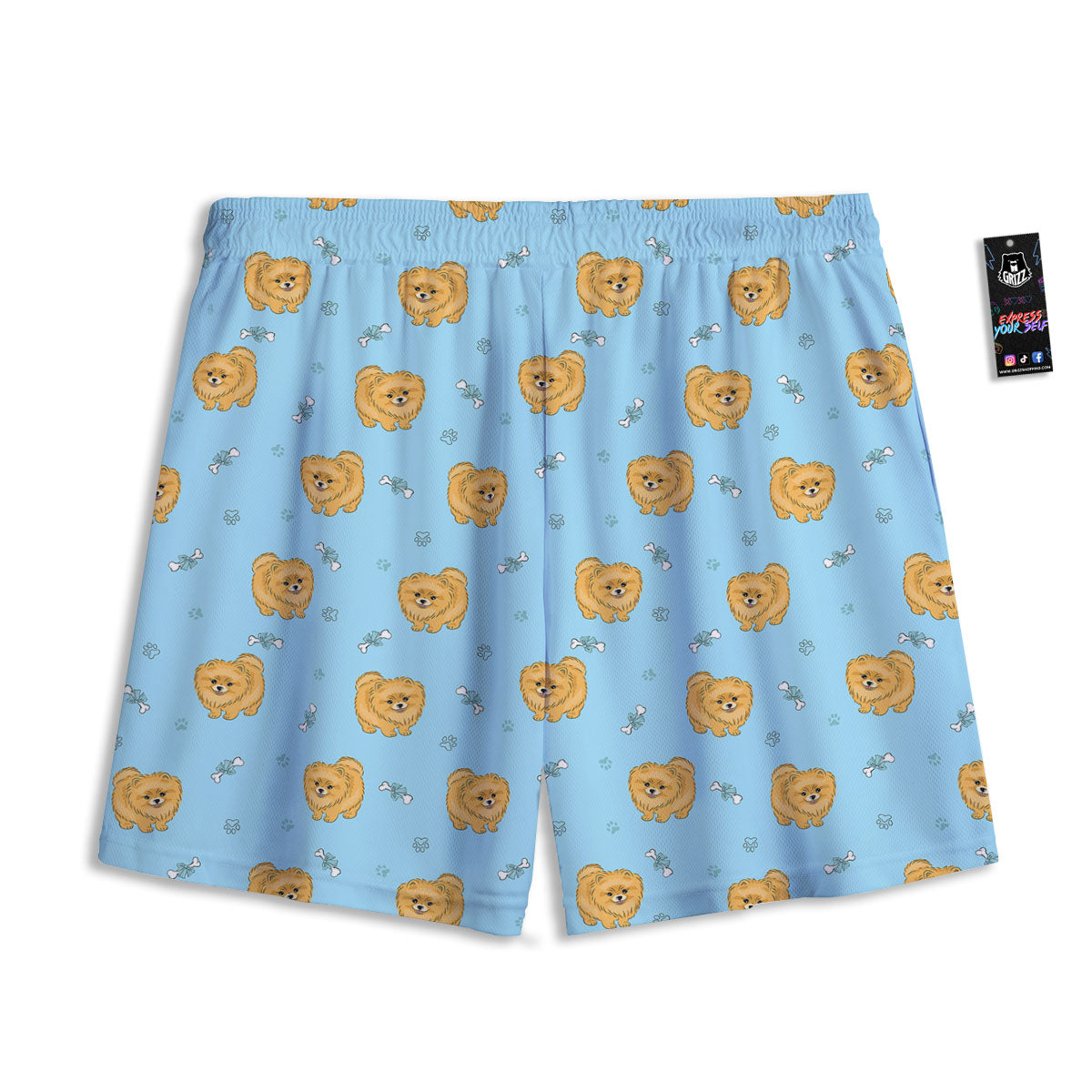 Pomeranian Little Print Pattern Mesh Shorts