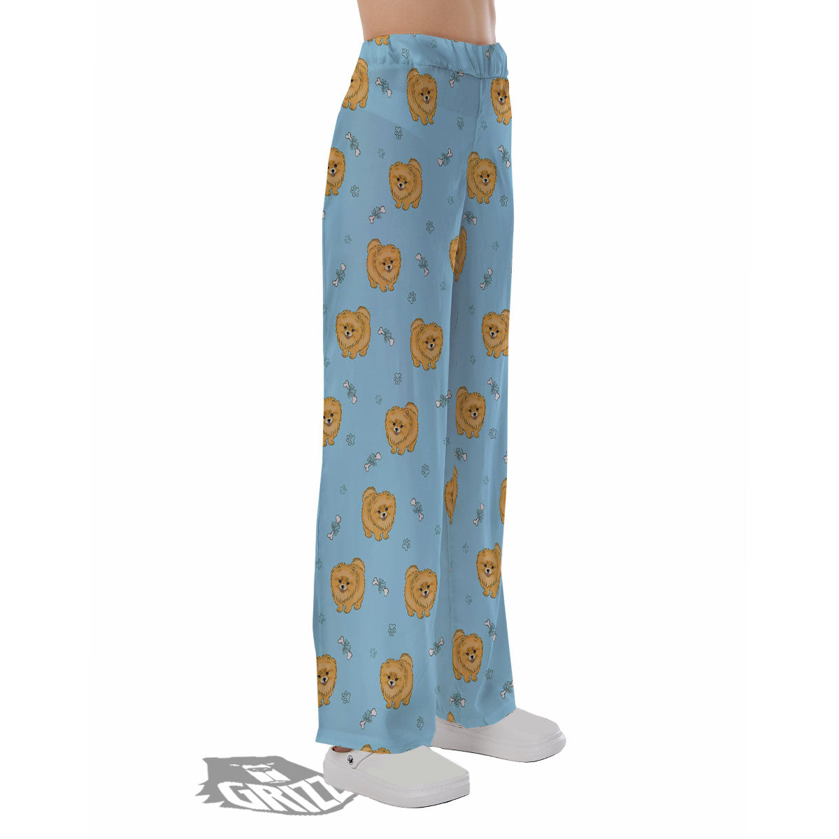 Pomeranian Little Print Pattern Pajama Pants-grizzshop