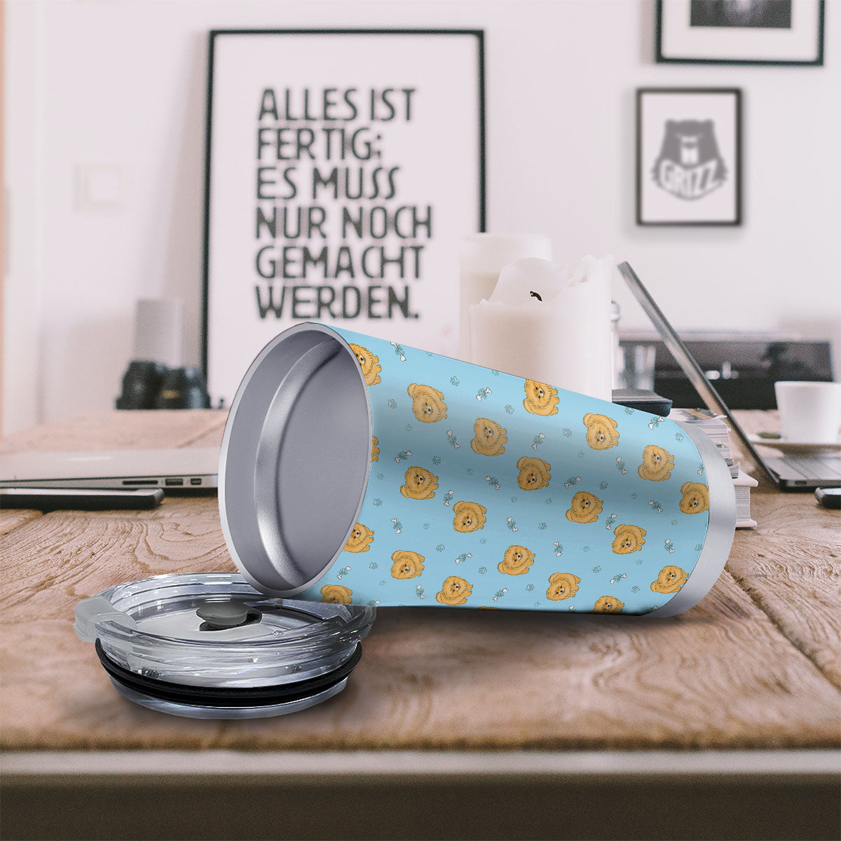 Pomeranian Little Print Pattern Tumbler-grizzshop