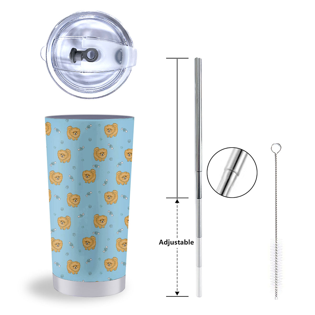 Pomeranian Little Print Pattern Tumbler-grizzshop