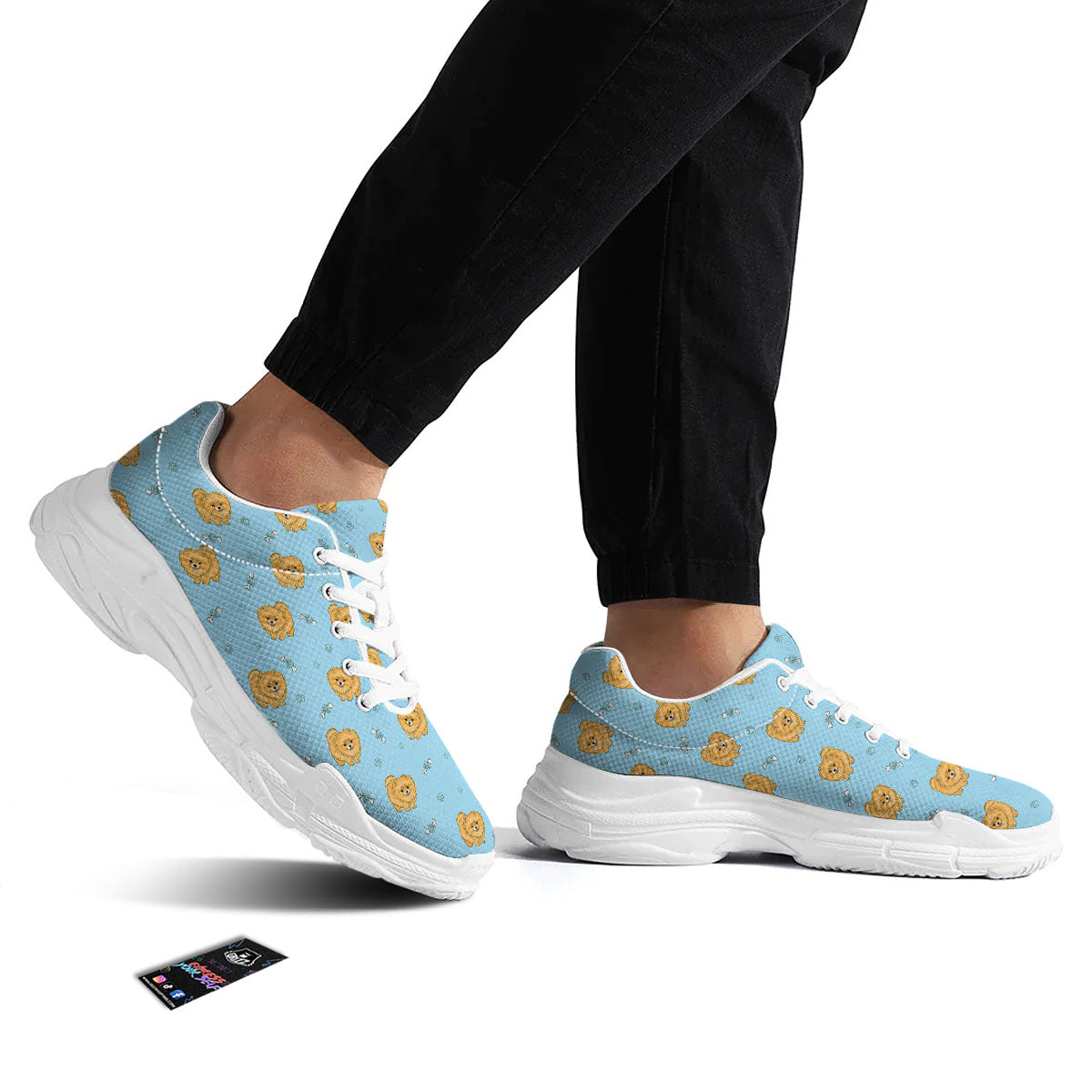 Pomeranian Little Print Pattern White Chunky Shoes-grizzshop
