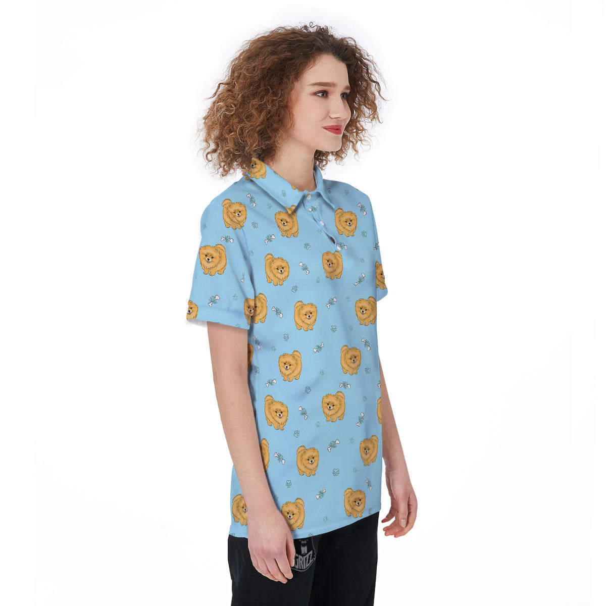 Pomeranian Little Print Pattern Women's Golf Shirts-grizzshop